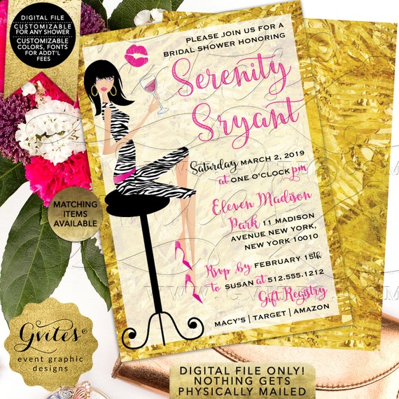 Pink and Gold Bridal Shower Invitation | Printable Digital JPG + PDF 5x7" Double Sided | By Gvites