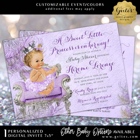 Lavender Baby Shower Printable Invitation 7x5" Digital JPG + PDF