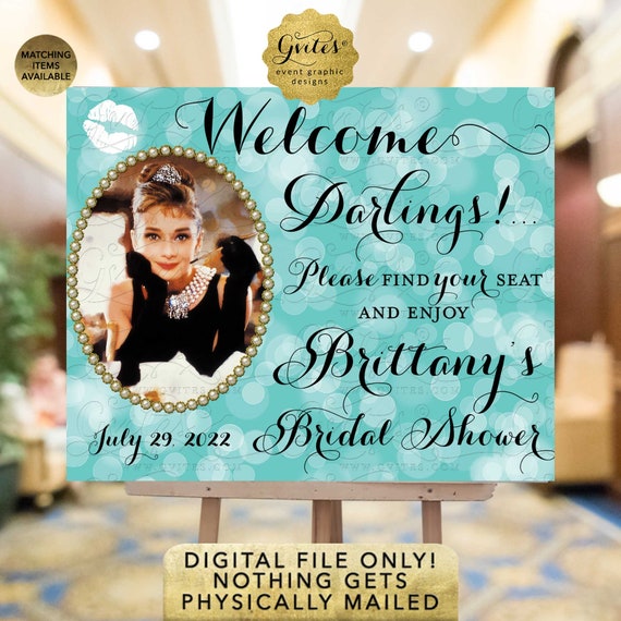 Welcome Bridal Shower Signs - Audrey Hepburn Party Themed. Digital File Only!