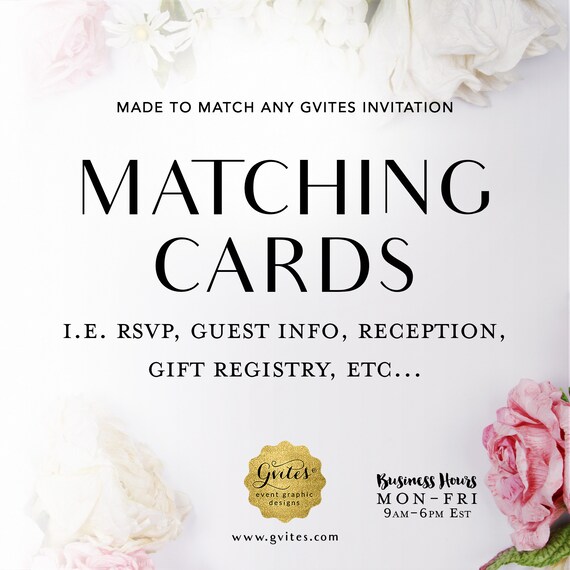 Matching Enclosure Card Add-on - To coordinate with any Gvites invite design. RSVP, Guest info, reception, gift registry, addt'l inserts.