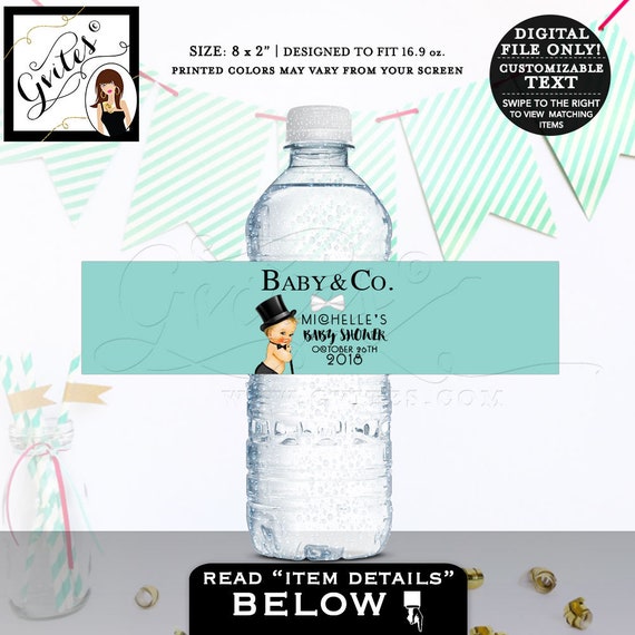 Baby Co Water Bottle Labels  | Printable Digital File JPG + PDF | Design: BCOBY-101 By Gvites