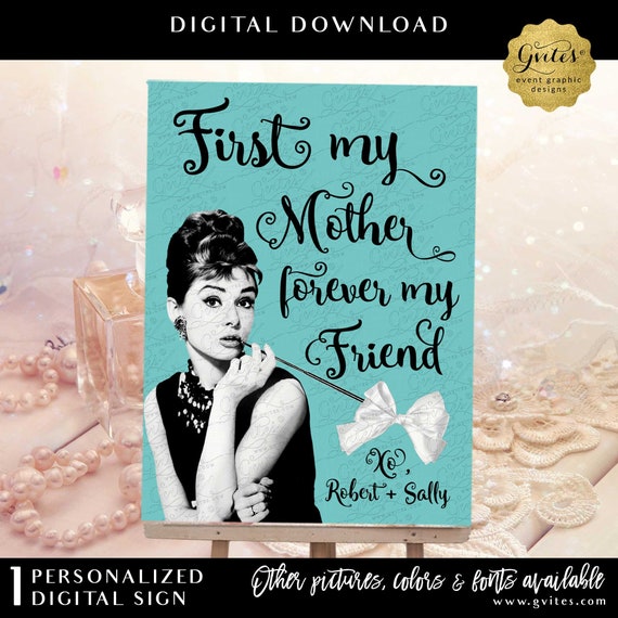 Custom Audrey Poster Printable | First my mother forever my friend Printable Hepburn Black & White Photo | Digital File 24x36"