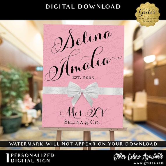 Pink Quinceanera Welcome Sign Sweet 16 Breakfast at Birthday Poster Customizable