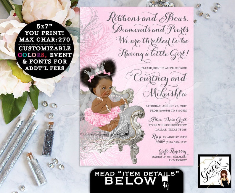 Personalized Thank You Cards Baby Shower/ Pink and Silver Etsy