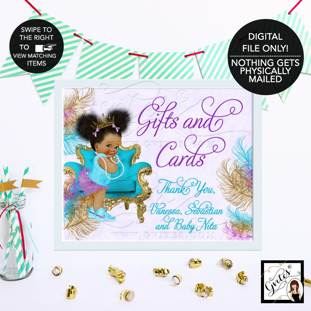 Baby Shower Gifts And Cards Sign Turquoise Lavender Purple