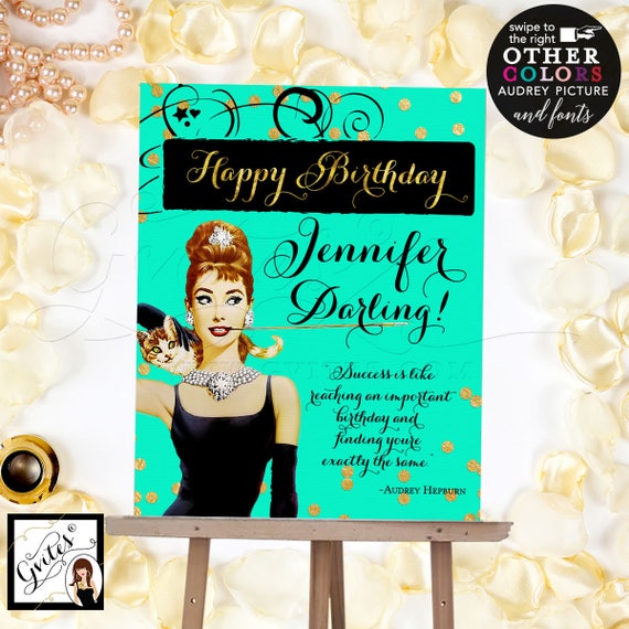 Personalized Happy Birthday Poster Printable | Audrey Hepburn Custom Party