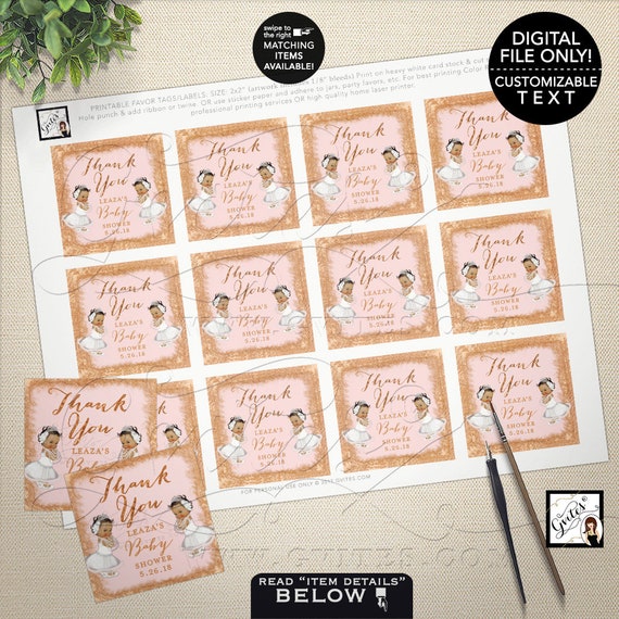 Twins Baby Shower Personalized Digital Thank You Labels Stickers 2x2" Rose Gold and Blush Pink Glitter