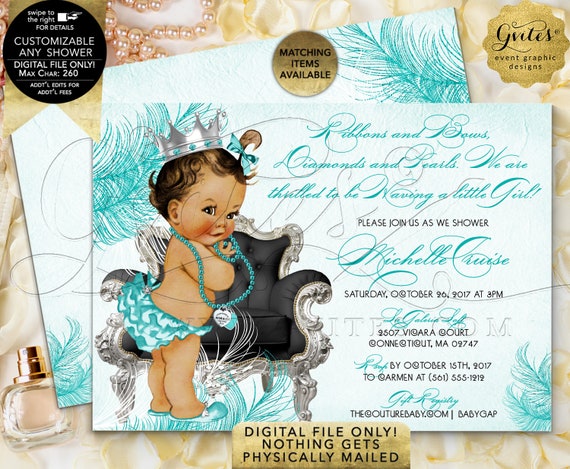 Breakfast Blue Themed Baby Shower Invitations | Princess Cards/ Printable Digital JPG + PDF | By Gvites