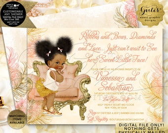 Peach Blush & Gold Baby Shower Invitación / JPG imprimible + PDF / Por Gvites