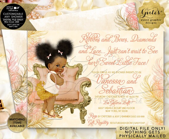 Peach Blush & Gold Baby Shower Invitation | Printable JPG + PDF | By Gvites