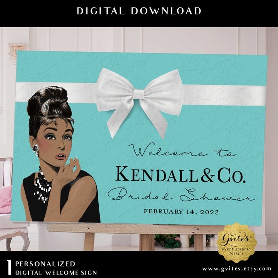 Printable Bridal Shower Welcome Poster Sign Audrey Hepburn African American | Digital File JPG + PDF