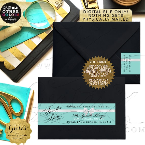 Wrap Around Guest List Address Labels/ Bridal Shower/ Birthday Personalized Avery® 08217/ 22838. {5 Per/ Sheet}