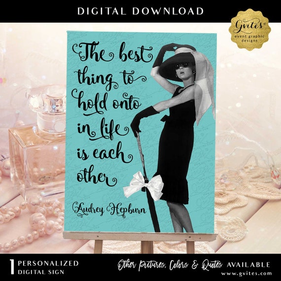 Audrey Hepburn Black Hat Custom Poster Quote Wall Art | Digital File JPG + PDF 24x36"