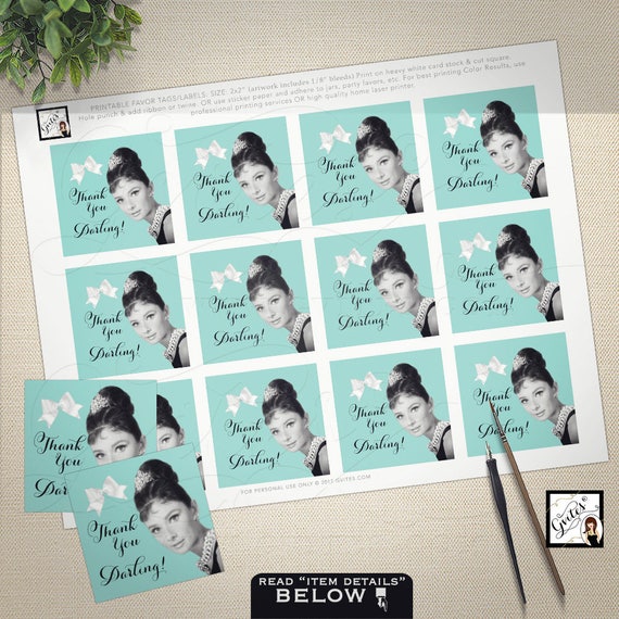 Elegant Blue Thank You Darling Labels/Stickers Digital Download. 2.25x2.25