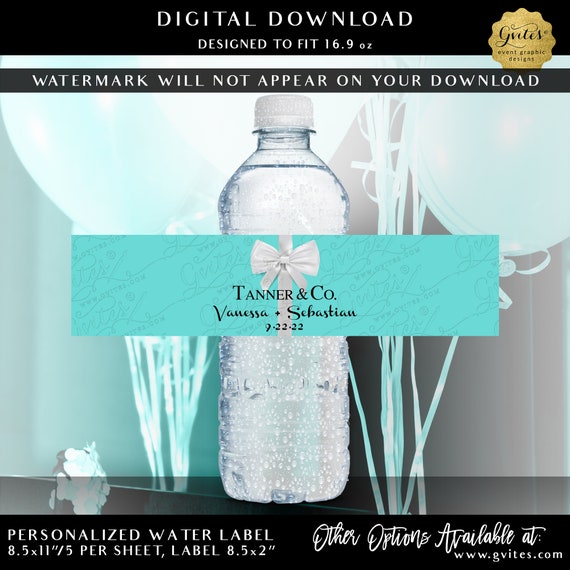 Wedding Water Bride Groom Water Bottle Favor Wrappers Labels Party Favors | Digital Download 8.5x2"