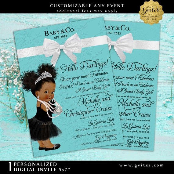Baby and Co Shower Printable Invitation | Hello Darlings! White Bow Princess 5x7" Digital Download