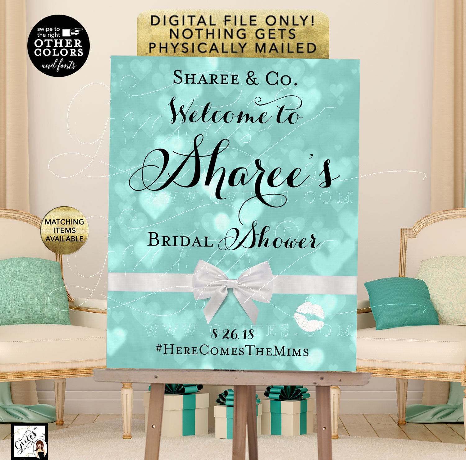 Name And Co Bridal Shower Signs Printable Breakfast At Blue