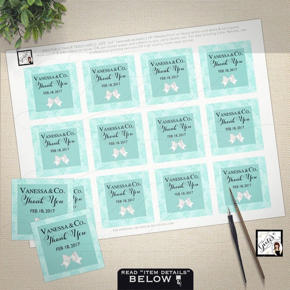 Breakfast at tags labels decorations | Couture blue theme party | Bridal shower/ baby shower | Food Decor Cupcake Toppers  2x2" PRINTABLE