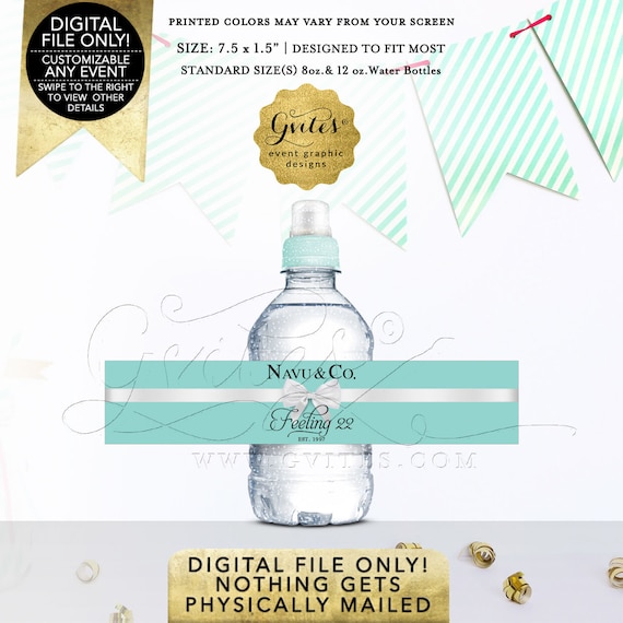 Birthday Mini Water Bottle Labels Fits 8oz-12oz. Size: 7.5 x 1.5"/7 Per Sheet | By Gvites