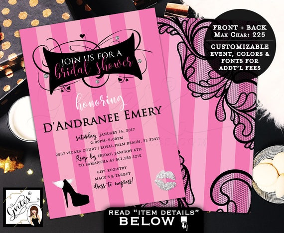 Victoria Secret Bridal Shower Invitation Pink Party