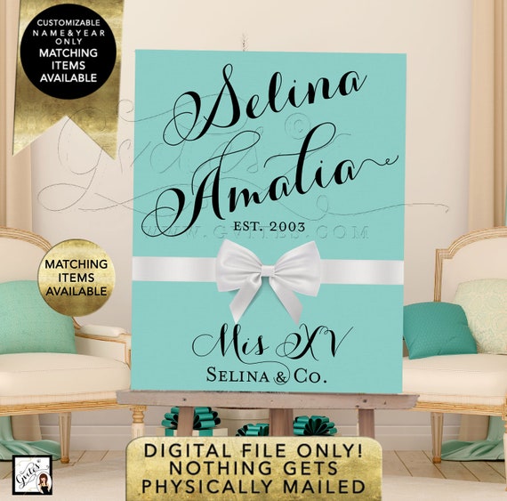 Mis Quince Poster Sign Breakfast at Decoration Entrance Welcome Signs/ XV Party Printable Decor Quinceanera/ DIGITAL/ DIY {Black Fonts}