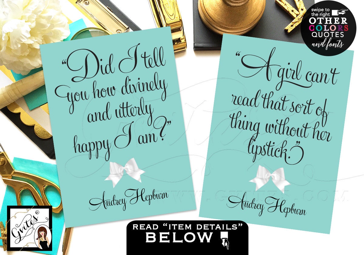 Customizable Audrey Hepburn Quote Cards Vintage Bridal