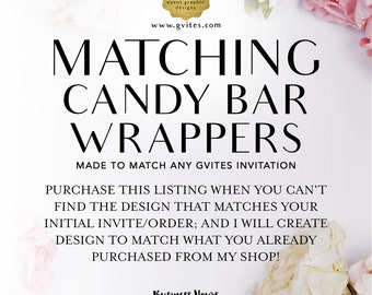 Candy Bar Wrapper Labels (1.55 Oz Hershey Bar) Add-on: Coordinate with any Gvites invitation design