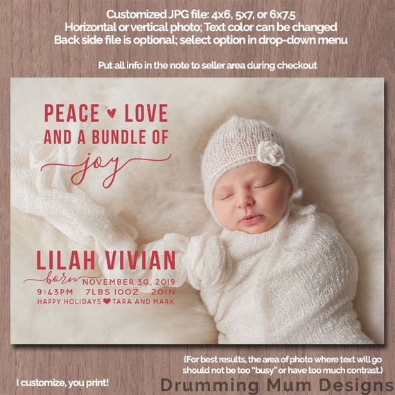 christmas birth announcement modern holiday birth announcement etsy christmas birth announcement