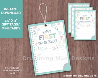 First Day of School PRINTABLE Back to School Gift tags for Teacher for Students for Staff Happy 1st Day PTO PTA Have a Great School Year