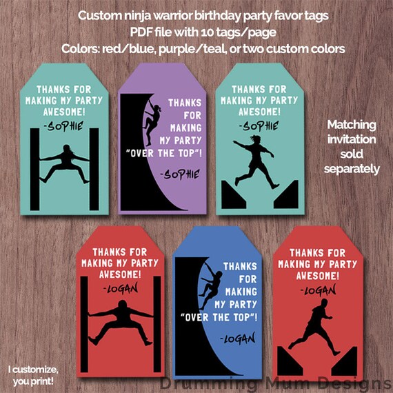 Ninja Party Favor Tags Ninja Thank You Tags Ninja Birthday Favor Tags