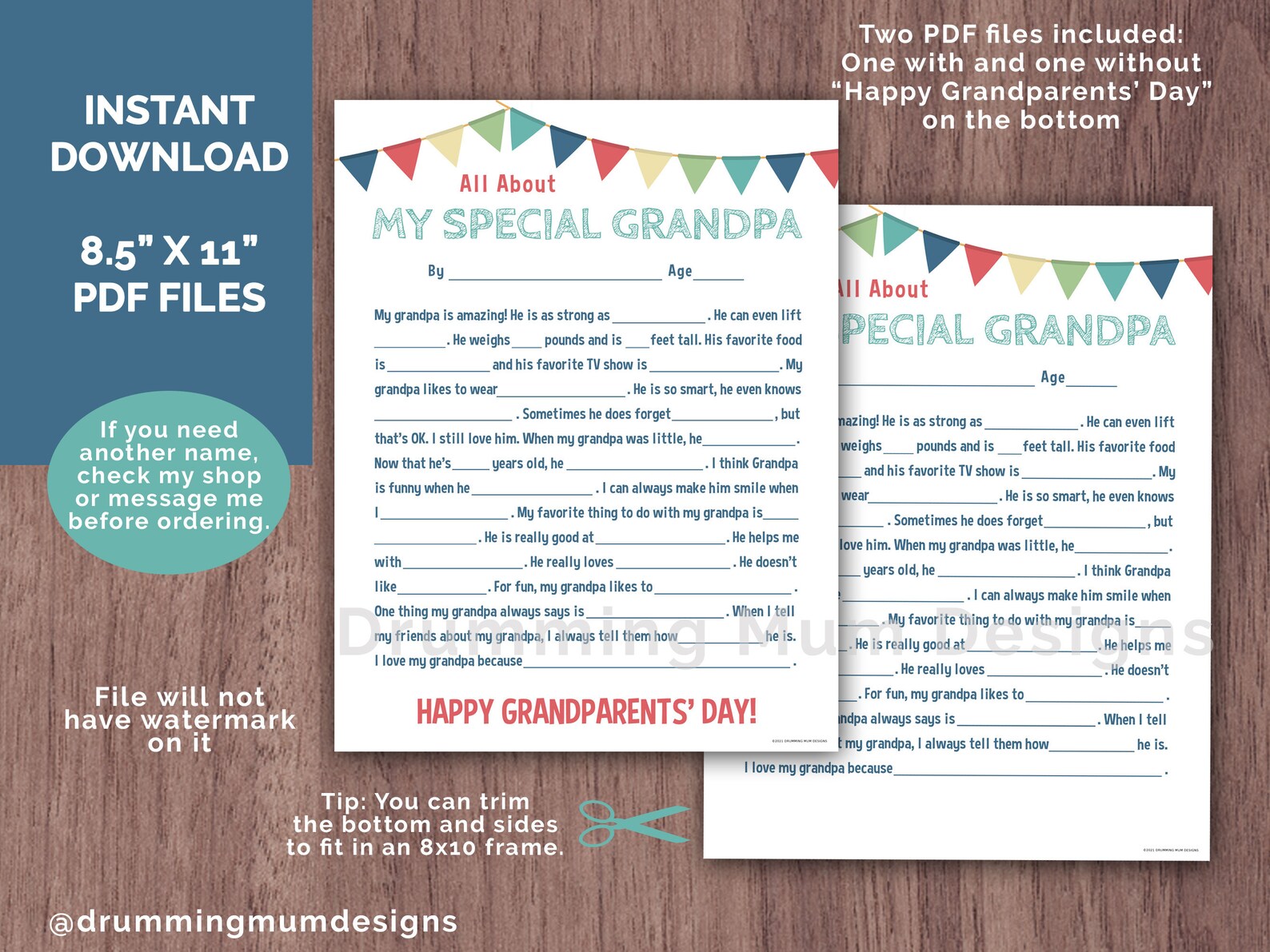 PRINTABLE All About My Grandpa Fill In The Blank Gift For Etsy PRINTABLE All About My Grandpa Fill In The Blank Gift For Etsy