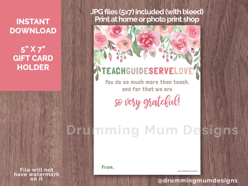 PRINTABLE Teacher Appreciation Gift Card Holder Last Day of - Etsy