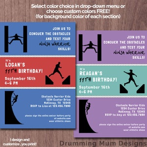 Ninja Warrior Invitation Birthday Party Warped Wall Obstacle Course American Ninja Warrior Party Invite Kids Ninja Party Boy Girl Parkour