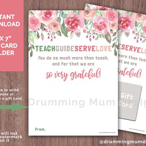 Porte-carte cadeau à imprimer pour les enseignants Cadeau du dernier jour de classe pour le personnel de l'école Cadeau du proviseur Note de fin d'année Religieux