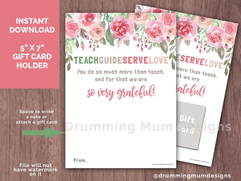 PRINTABLE Teacher Appreciation Gift Card Holder Last Day of - Etsy