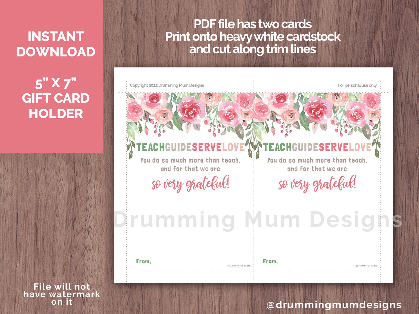 PRINTABLE Teacher Appreciation Gift Card Holder Last Day of - Etsy