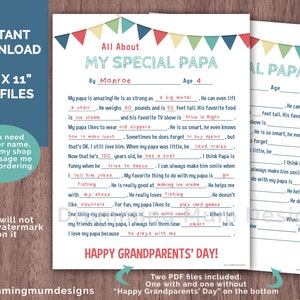 AFDRUKBAAR Alles over mijn vader Vul het lege in Cadeau voor grootouders Dag grappige verjaardag kind Vragenlijst voorschoolse activiteit opa