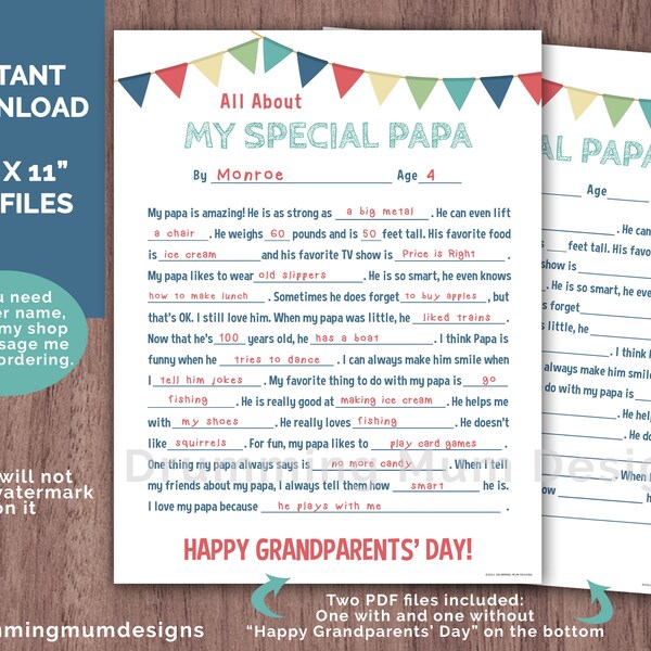 Funny Papa Questionnaire Etsy