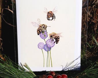 Honeybee Greeting Card - Honey bee Greeting Card - Bee Greeting Card - Bee Card - Greeting Cards-Spring Greeting Cards-Spring Cards-Art