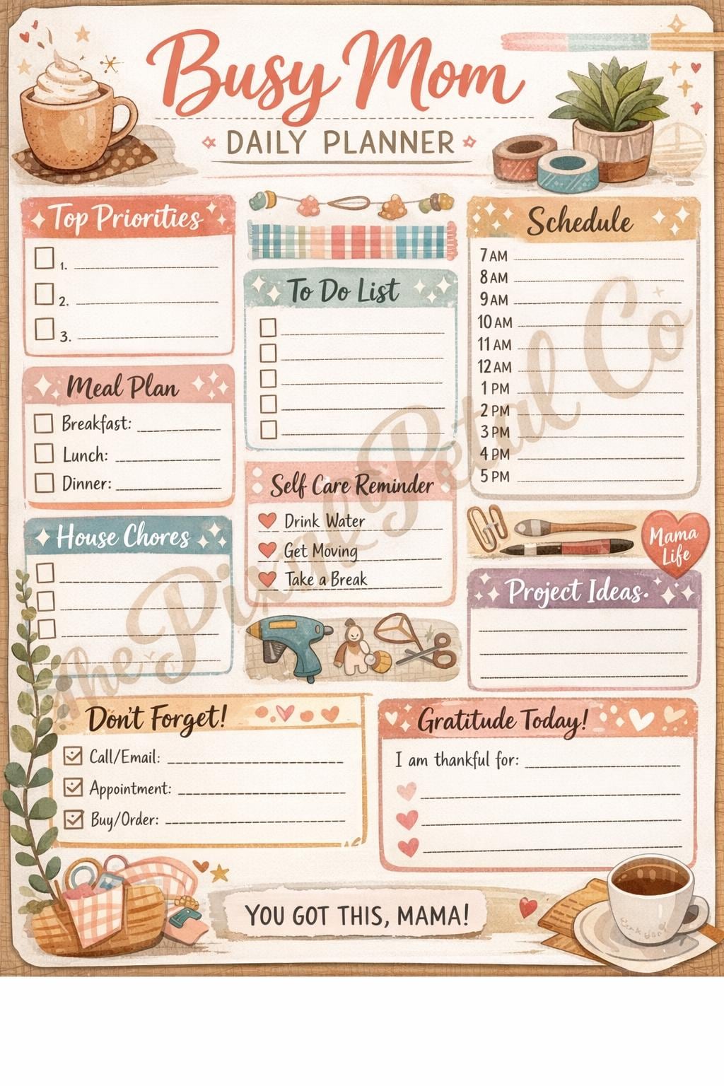 Busy Mom Daily Planner | Printable Organizer With Self-care (digital ...