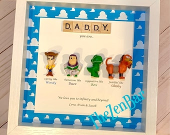 Toy Story Wall Decor | Custom Toy Story Room Decor Shadowbox with Deluxe Toy Story Borders  |9x9in