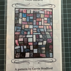 May include: A quilting pattern titled "Tiled Garden" by Carrie Bradford, The Lovequilt Project. The pattern features a colorful quilt with a geometric design.