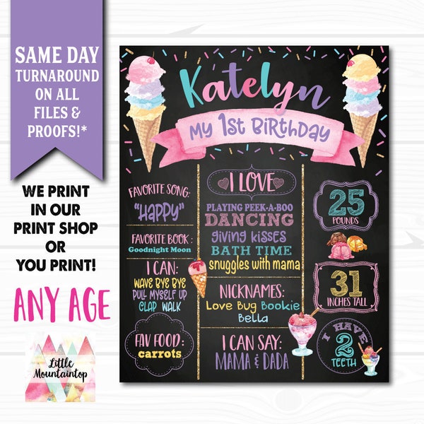 Ice Cream First Birthday Poster. Ice Cream Birthday Poster. Ice Cream Party Decorations. Ice Cream Birthday Board. Ice Cream Birthday Board