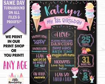 Ice Cream First Birthday Poster. Ice Cream Birthday Poster. Ice Cream Party Decorations. Ice Cream Birthday Board. Ice Cream Birthday Board