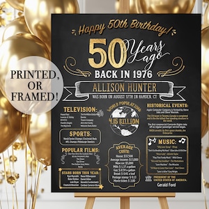 50th Birthday Poster. 50th Birthday Chalkboard. 50th Birthday Board. 50th Birthday Sign. 50th Birthday Banner. Back in 1976 Birthday Poster image 1