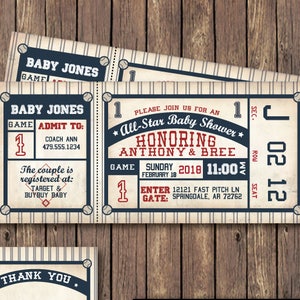 Baseball Baby Shower Invitation - Baseball Baby Shower Invite - DIY Printable or Printed Invitations