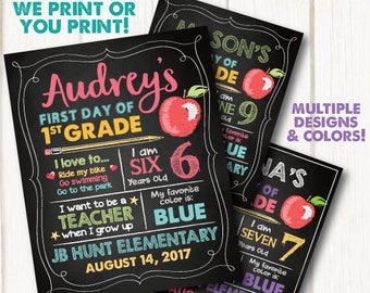 First Day of School Sign - Digital OR Printed Poster. First Day of School Chalkboard. Back to School Sign. First Day of Kindergarten Sign.