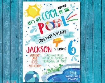 Pool Party Invitation. Pool Party Birthday Invitation. Summer Party Invitation. Cool By The Pool. Pool Party Invite. Summer Birthday. Boy