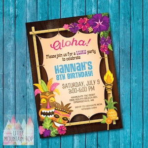 Luau Invitation. Luau Birthday Invitation. Luau Party. Hawaiian Invitation. Hawaiian Party Invitation. Tropical Party. Summer Birthday