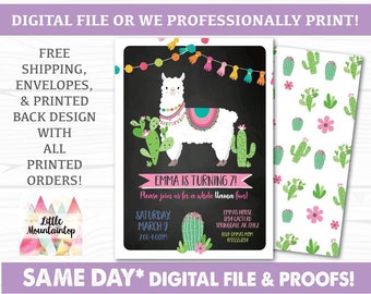 Whole Llama Fun Birthday Invitation. Llama Invitation. Llama Birthday Party. Llama Party. Cactus Invitation. Fiesta Invitation